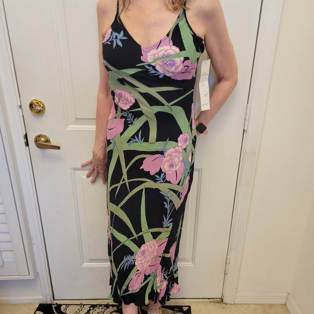 Nolita size large maxi dress floral on black background